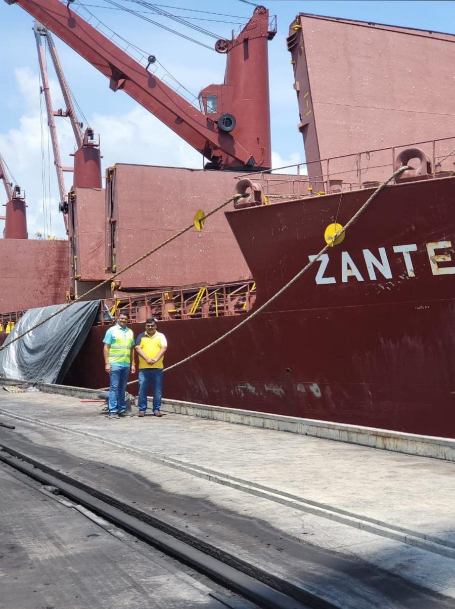 Bulk carrier vessel loading at Mtwara Port